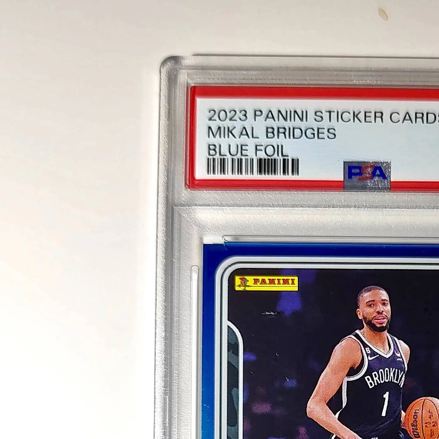 Mikal Bridges 2023-24 Panini Sticker Cards #14 042/200 Blue Foil PSA 8 NM-MT