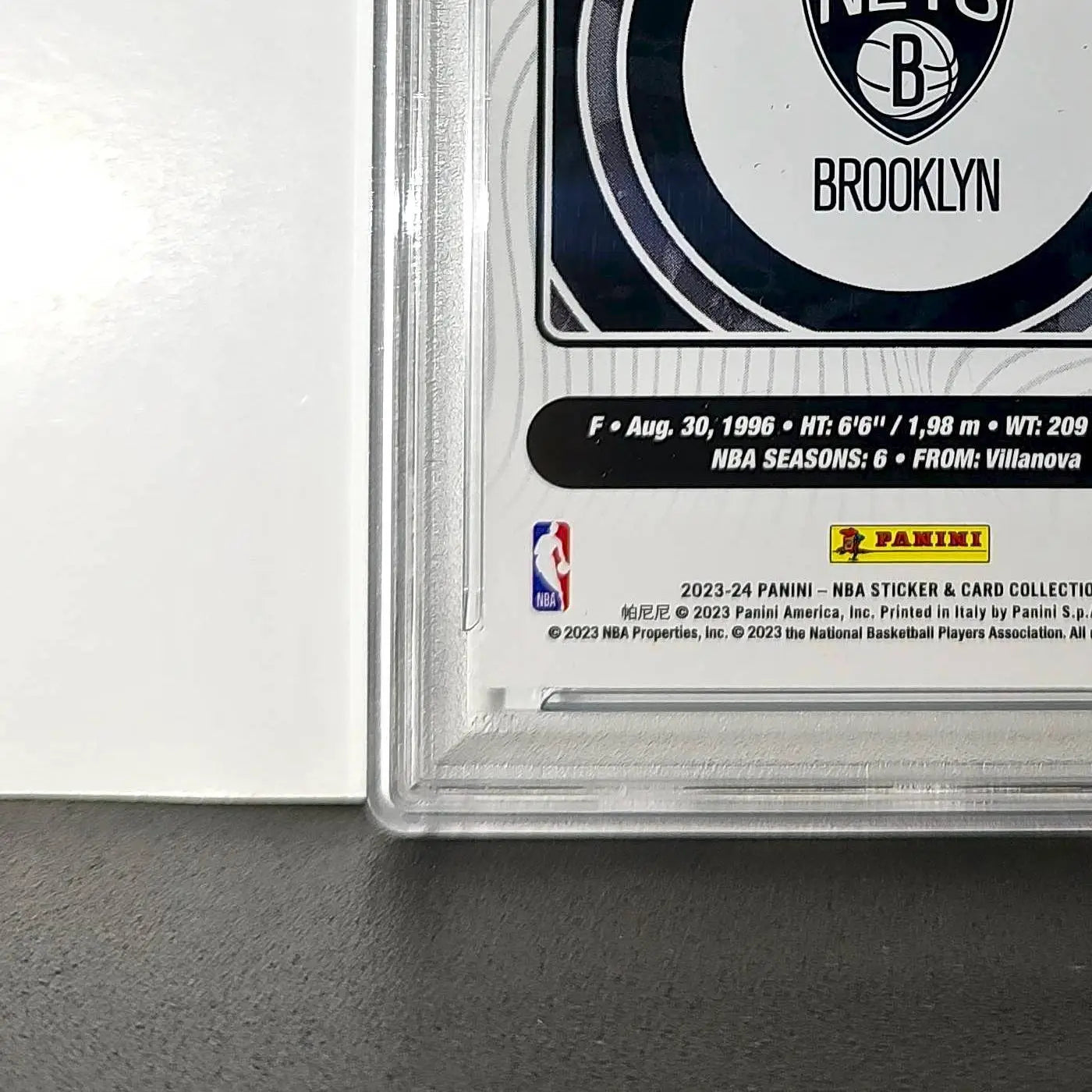 Mikal Bridges 2023-24 Panini Sticker Cards #14 042/200 Blue Foil PSA 8 NM-MT