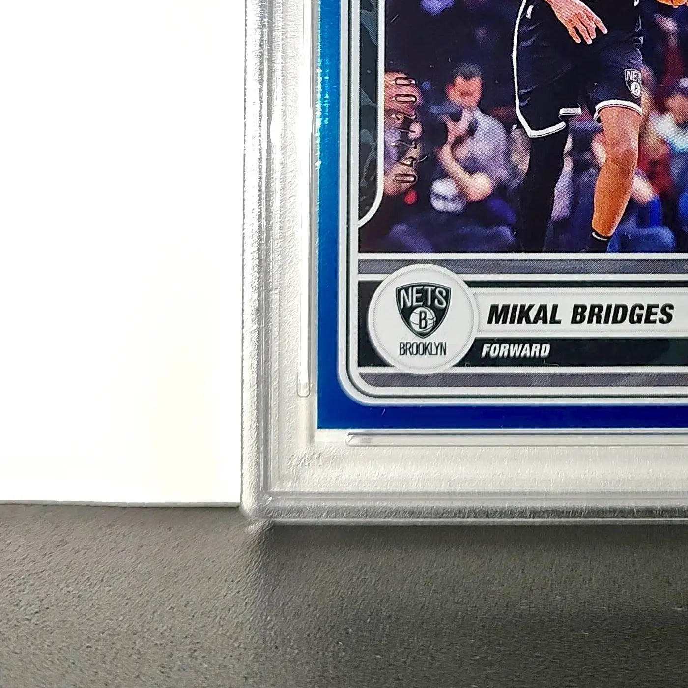 Mikal Bridges 2023-24 Panini Sticker Cards #14 042/200 Blue Foil PSA 8 NM-MT