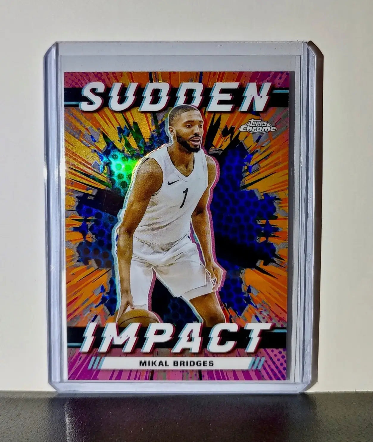 Mikal Bridges 2023-24 Topps Chrome NBA #SI-19 Card Sudden Impact Refractor Card - Basketball Card Single