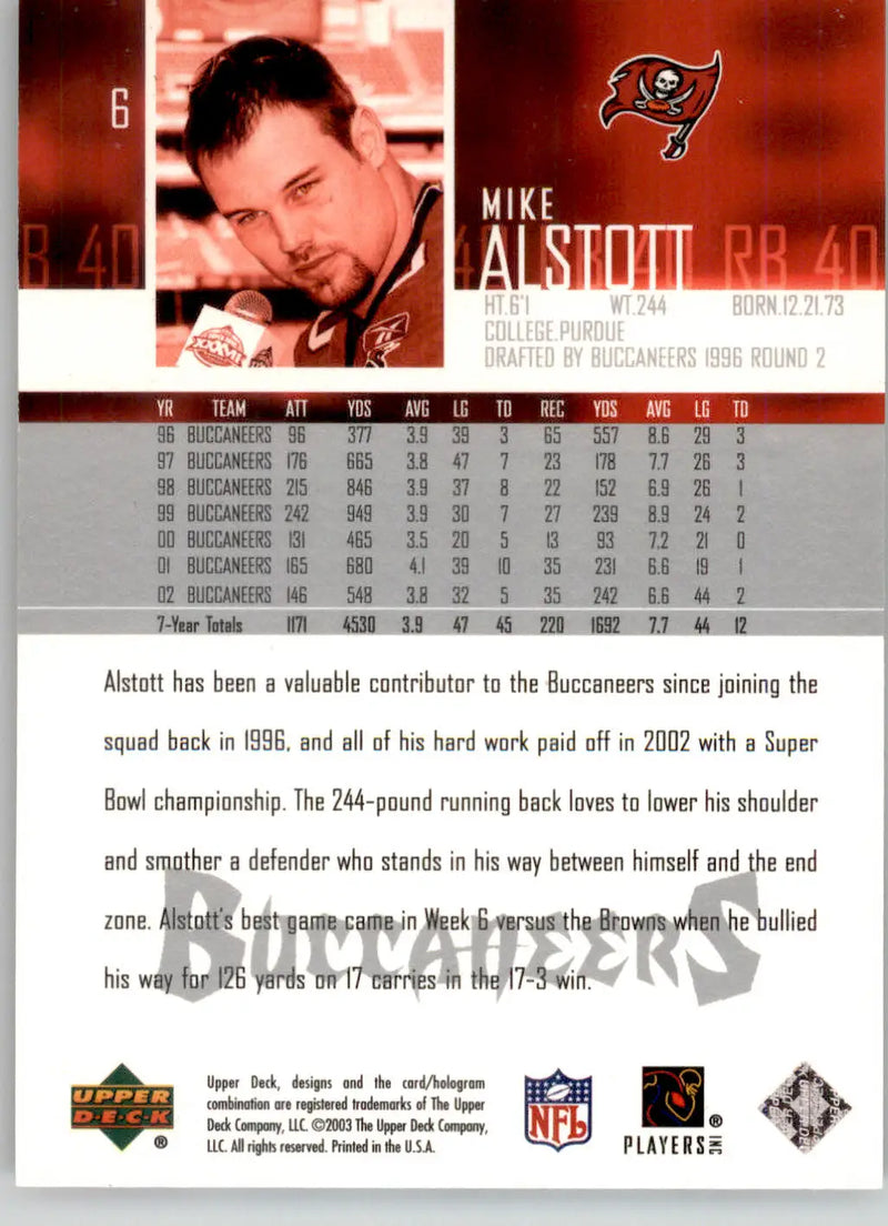 Mike Alstott - 2003 Upper Deck - #6 - Football - Football Card Single