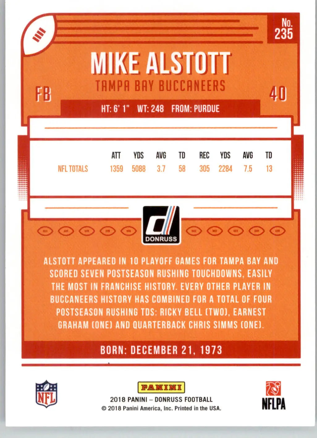 Mike Alstott - 2018 Donruss - #235 - Football - Football Card Single