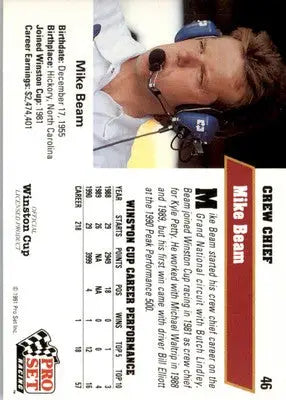 Mike Beam - 1991 Pro Set - #46 - Racing - Racing Card Single