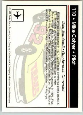 Mike Colyer - 1992 Traks - #110 - Racing - Racing Card Single