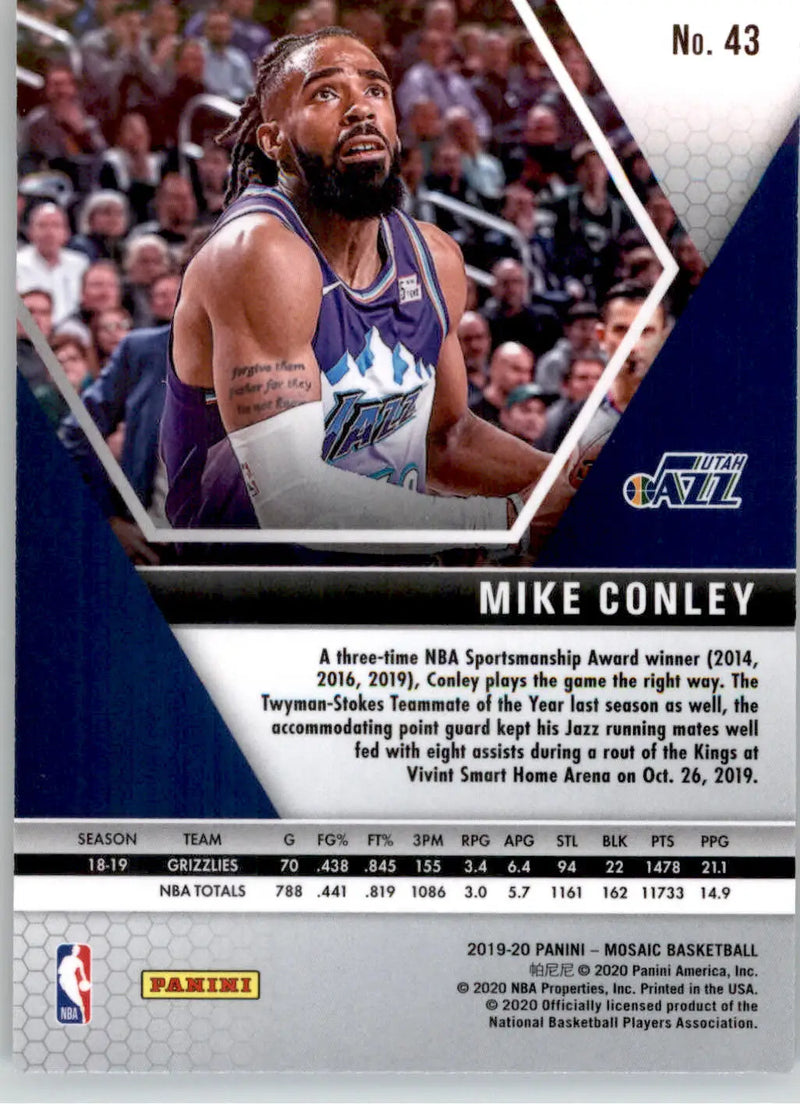 Mike Conley - 2019-20 Panini Mosaic - #43 - Basketball - Basketball Card Single
