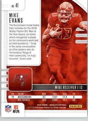 Mike Evans - 2020 Panini Absolute - #41 - Blue Football - Football Card Single