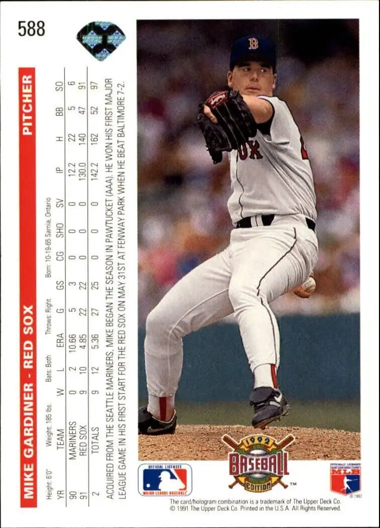 Mike Gardiner 1992 Upper Deck MLB #588 Baseball Card Boston Red Sox - Baseball Card Single