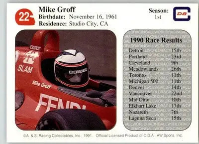 Mike Groff - 1991 All World - #22 - Racing - Racing Card Single