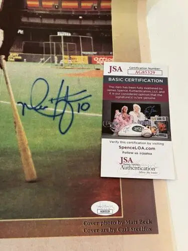 Mike Hampton signed auto baseball poster with authentication and Houston newspaper article