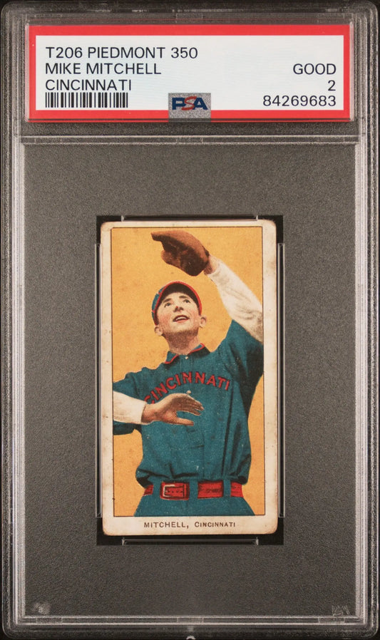 Mike Mitchell 1909-11 T206 Piedmont 350 Cincinnati PSA 2 Good - Baseball Card Single
