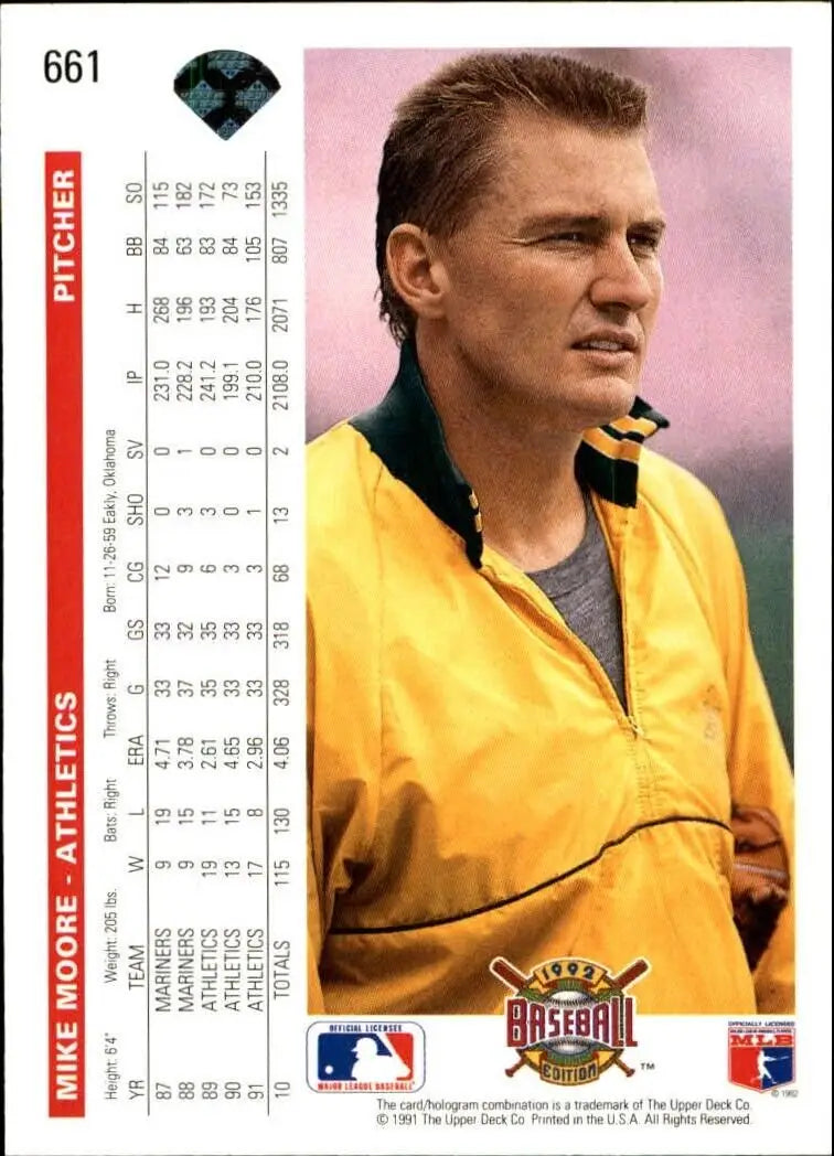 Mike Moore 1992 Upper Deck MLB #661 Baseball Card Oakland Athletics - Baseball Card Single