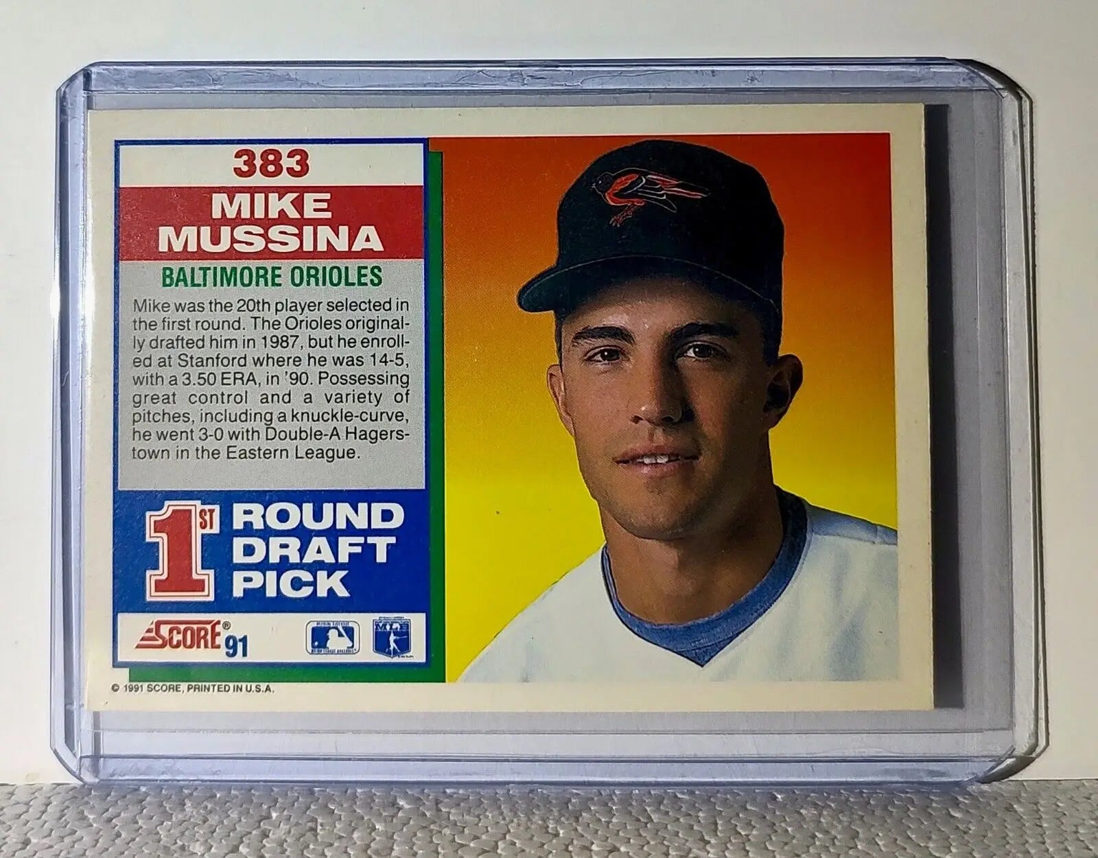 Mike Mussina 1991 Score MLB #383 Draft Baseball Card Baltimore Orioles - Baseball Card Single