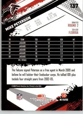 Mike Peterson - 2009 Score - #137 - Football - Football Card Single