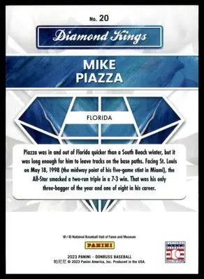 Mike Piazza 2023 Donruss Diamond Kings #20 Florida Marlins - Baseball Card Single