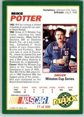 Mike Potter - 1993 Maxx - #77 - Racing - Racing Card Single