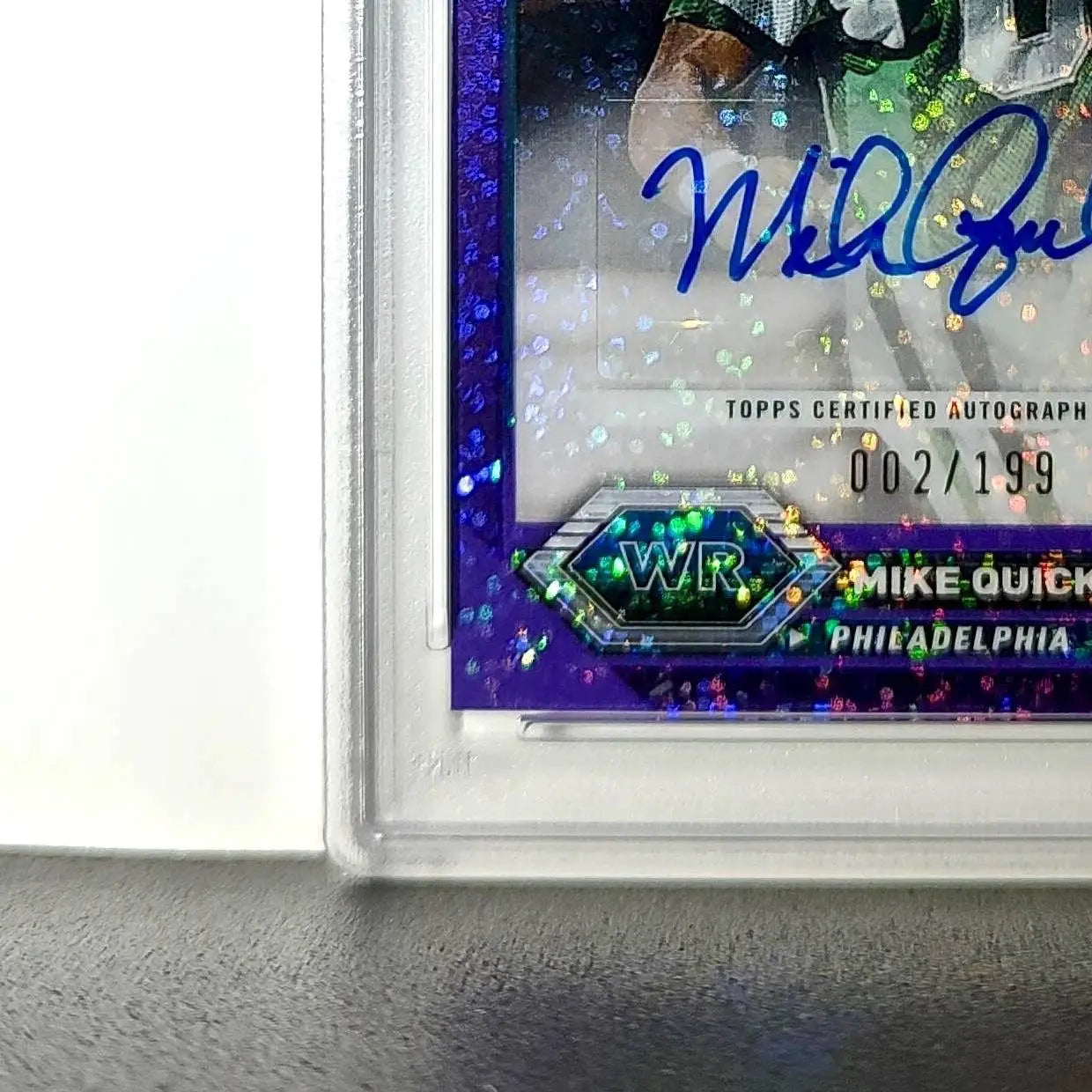 Mike Quick 2023 Topps Chrome Purple Speckle Refractor 2/199 PSA 9 Auto 10 - Football Card Single