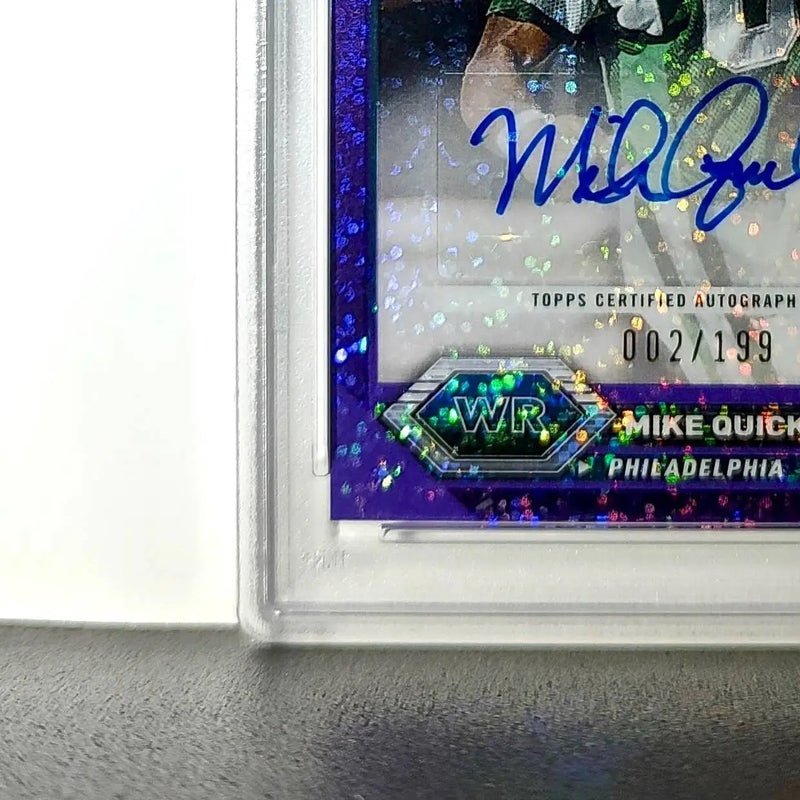 Mike Quick 2023 Topps Chrome Purple Speckle Refractor 2/199 PSA 9 Auto 10 - Football Card Single