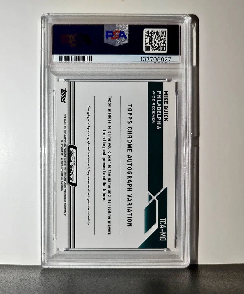 Mike Quick 2023 Topps Chrome Purple Speckle Refractor 2/199 PSA 9 Auto 10 - Football Card Single