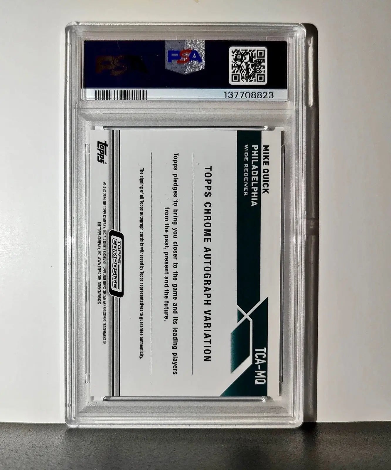 Mike Quick 2023 Topps Purple Speckle Refractor 168/199 PSA 10 Auto 10 - Football Card Single