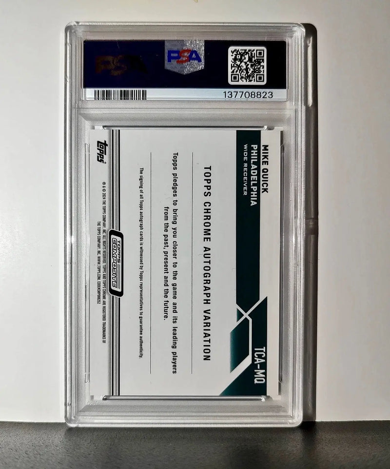 Mike Quick 2023 Topps Purple Speckle Refractor 168/199 PSA 10 Auto 10 - Football Card Single