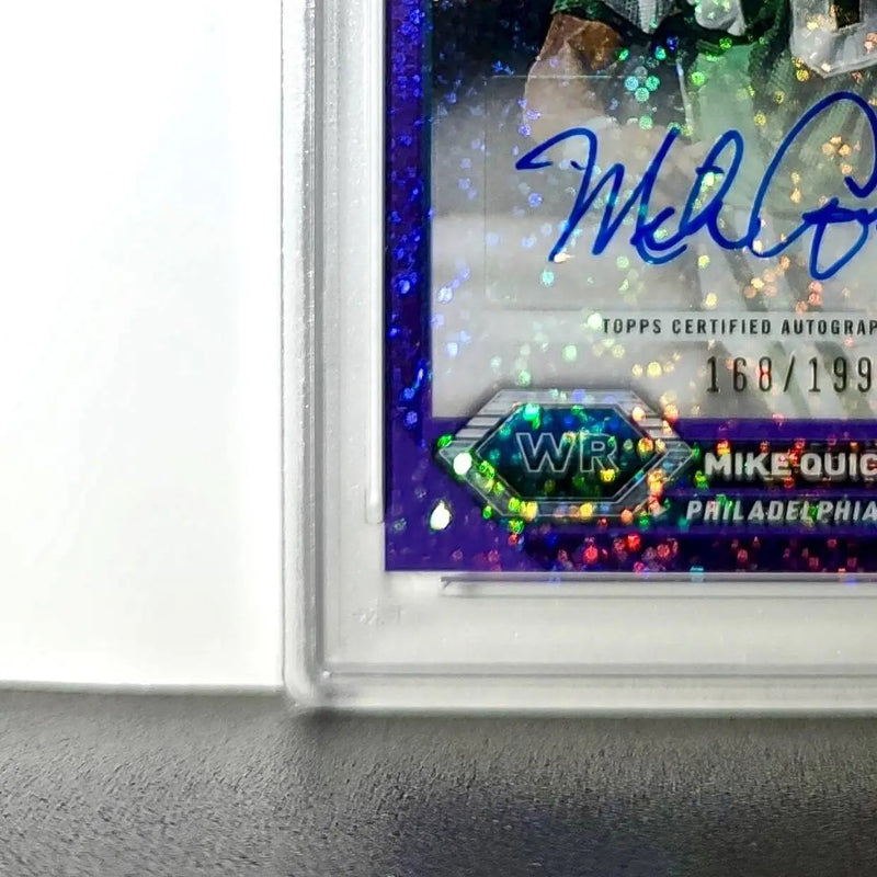 Mike Quick 2023 Topps Purple Speckle Refractor 168/199 PSA 10 Auto 10 - Football Card Single