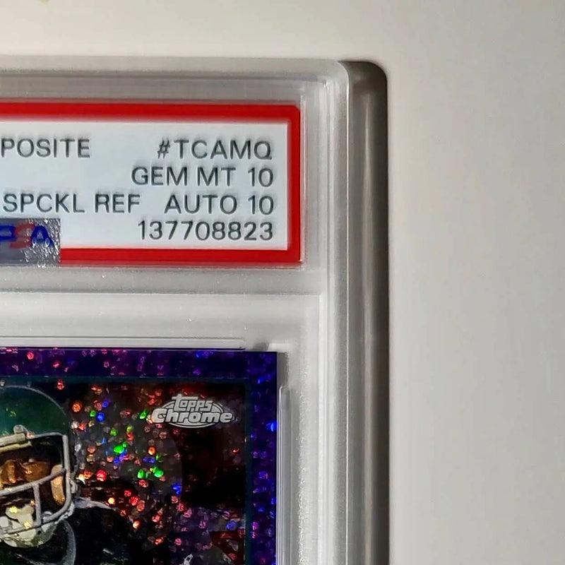 Mike Quick 2023 Topps Purple Speckle Refractor 168/199 PSA 10 Auto 10 - Football Card Single