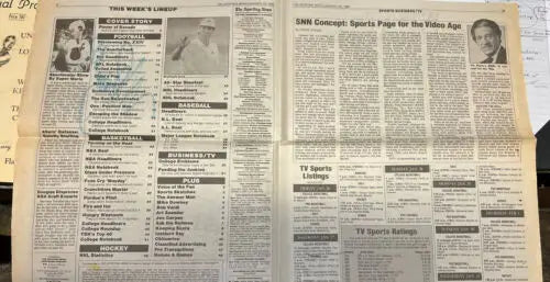 Folded newspaper sports section featuring Mike Schmidt signed Sporting News January 29 1990