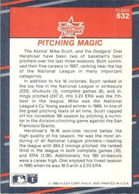 Mike Scott / Orel Hershiser - 1988 Fleer - #632 - Baseball - Baseball Card Single
