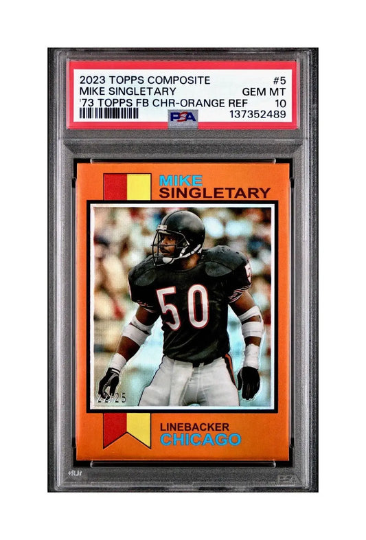 Mike Singletary 2023 Topps Chrome 1973 22/25 Orange Refractor #1973-5 PSA 10 Gem - Football Card Single
