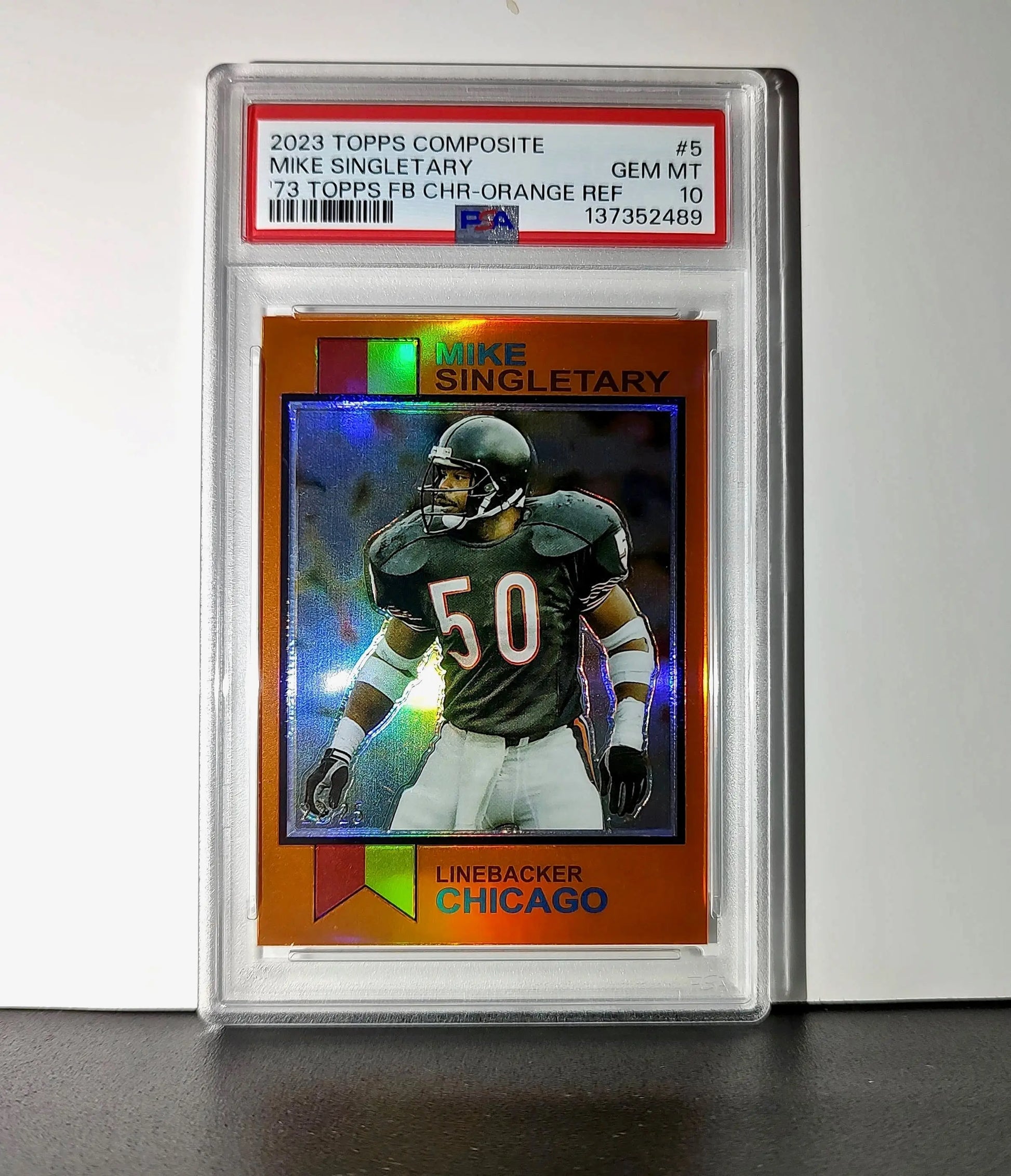 Mike Singletary 2023 Topps Chrome 1973 22/25 Orange Refractor #1973-5 PSA 10 Gem - Football Card Single