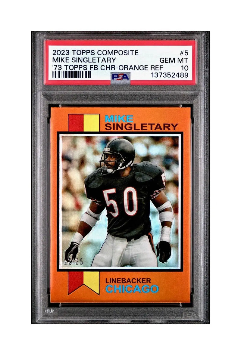 Mike Singletary 2023 Topps Chrome 1973 22/25 Orange Refractor #1973-5 PSA 10 Gem - Football Card Single