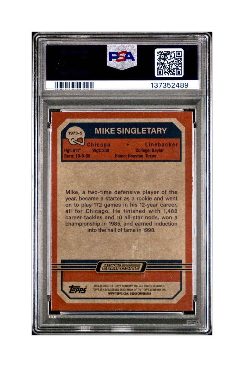 Mike Singletary 2023 Topps Chrome 1973 22/25 Orange Refractor #1973-5 PSA 10 Gem - Football Card Single
