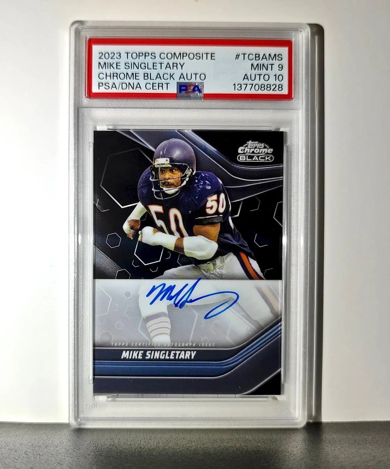 Mike Singletary 2023 Topps Chrome Black #TCAB-MS PSA 9 Auto 10 - Football Card Single