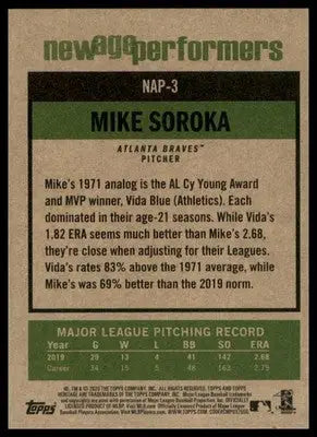 Mike Soroka 2020 Topps Heritage New Age Performers #NAP-3 Atlanta Braves - Baseball Card Single