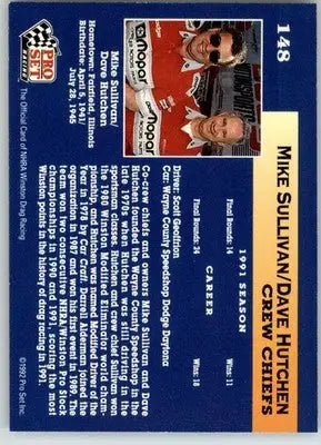 Mike Sullivan / Dave Hutchens - 1992 Pro Set NHRA - #148 - Racing - Racing Card Single