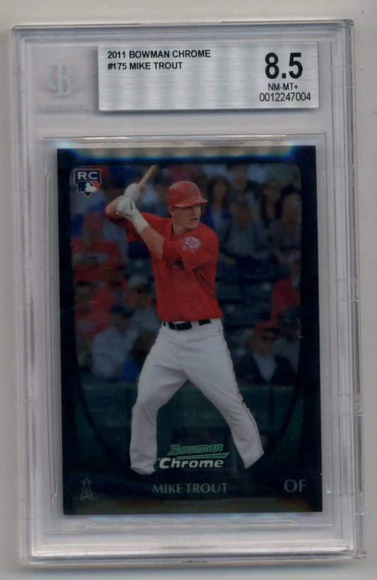 Mike Trout 2011 Bowman Chrome rookie card graded BGS 8.5 Near Mint Mint+