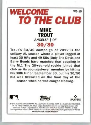 Mike Trout - 2023 Topps - #WC-15 - Welcome to the Club Baseball - Baseball Card Single