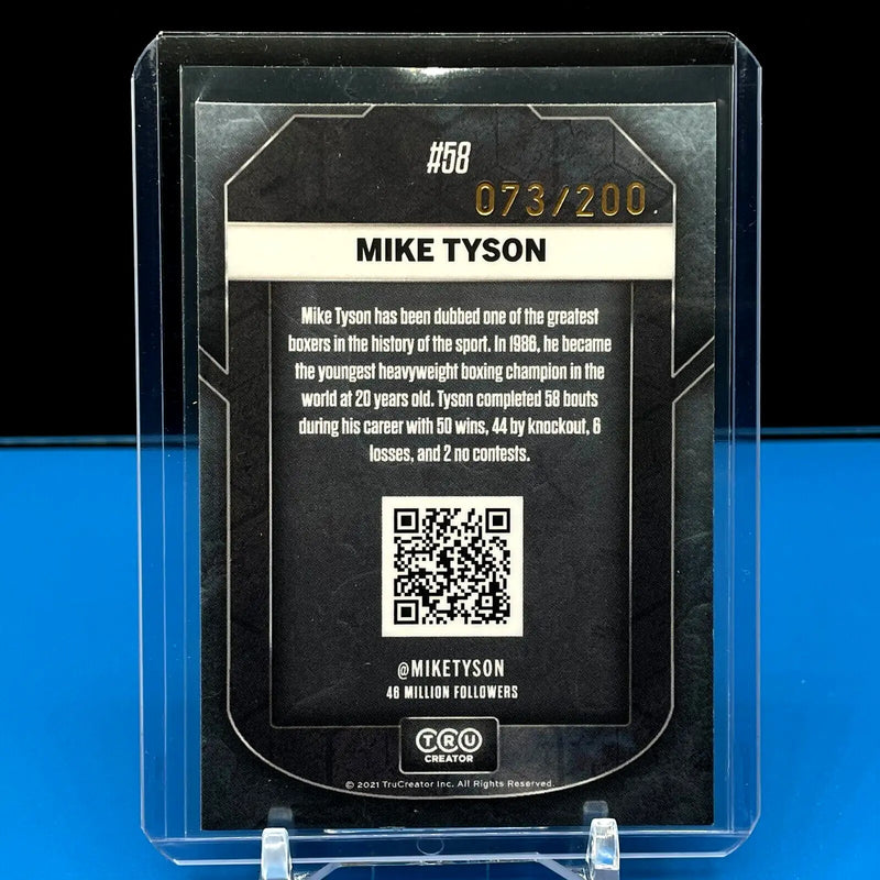 Trading card of boxing champion Mike Tyson with QR code from Tru Creator Creators Collection