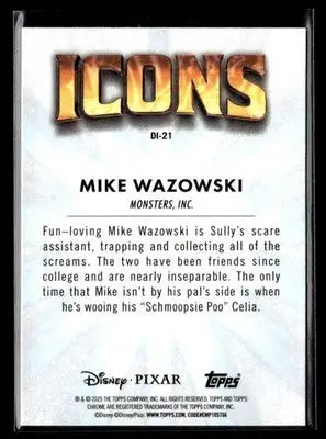 🌟 Mike Wazowski, 2025 Topps Chrome Disney Disney Icons #DI-21 🌟 - Non-Sports Card Single