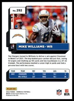 Mike Williams 2022 Donruss #292 Los Angeles Chargers - Football Card Single