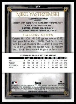 Mike Yastrzemski 2021 Topps Gallery #117 San Francisco Giants - Baseball Card Single