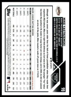 Mike Yastrzemski 2023 Topps #98 San Francisco Giants - Baseball Card Single