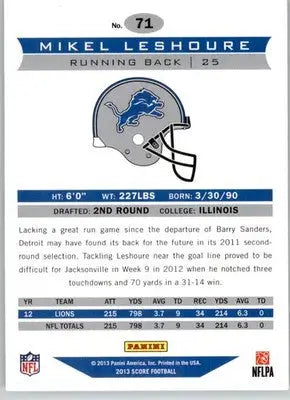 Mikel Leshoure - 2013 Score - #71 - Football - Football Card Single