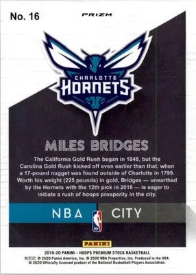 Miles Bridges - 2019-20 Hoops Premium Stock - #16 - NBA City Red Basketball - Basketball Card Single