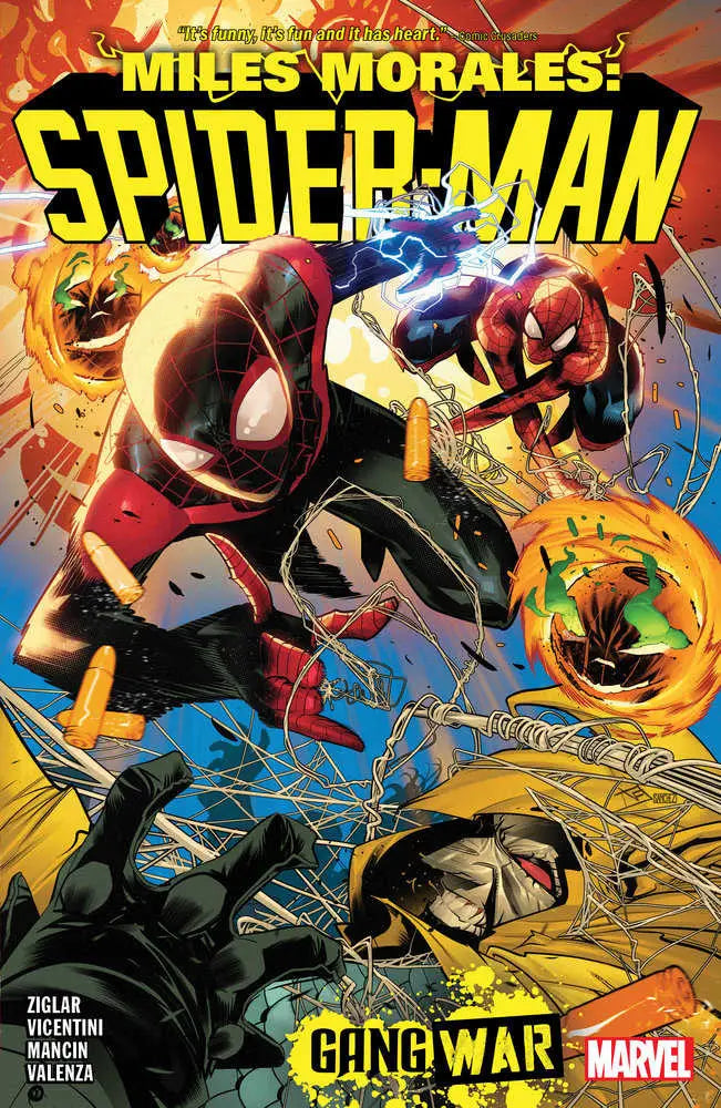 Miles Morales Spider-Man comic book from Cody Ziglar’s Gang War volume display