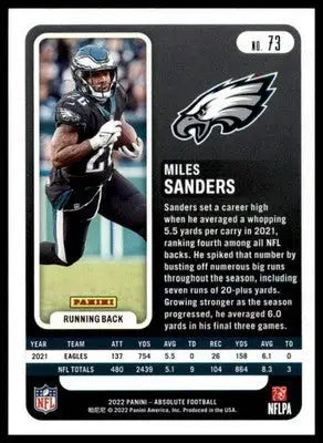 Miles Sanders 2022 Panini Absolute Green #73 Philadelphia Eagles - Football Card Single