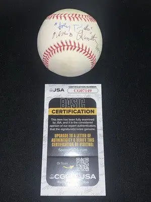 Autographed Major League Baseball with JSA Certification from Milo Hamilton Sportscaster