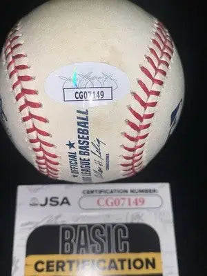 Major League Baseball signed baseball with authentication sticker and certification card