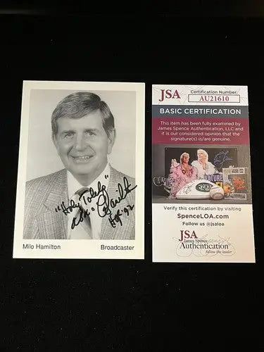 Milo Hamilton Signed Autographed Team Issue Astros Baseball Card 3x5 Auto JSA - Baseball Card Single