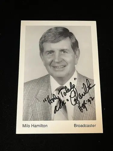 Milo Hamilton Signed Autographed Team Issue Astros Baseball Card 3x5 Auto JSA - Baseball Card Single